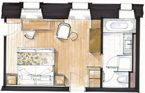 Le Petit Cervin Hotell Zermatt Exteriör bild A floorplan of a typical hotel room